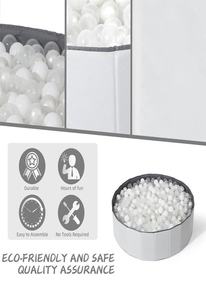 TRENDPLAY حوض كرات للأطفال الصغار والرضع والكلاب والقطط، خيمة لعب قابلة للطي مع حوض كرات، حوض كرات للزحف مع حقيبة تخزين، هدية مفاجئة للأولاد والبنات في المهرجانات (الكرات غير متضمنة)، أبيض - Image 3